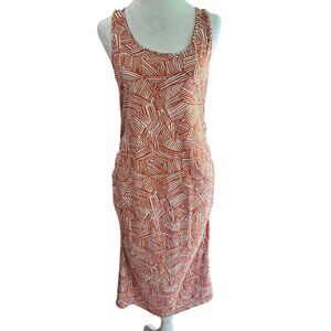 Isabel Bodycon Maternity Tank Dress Sleeveless Size L Rust NWOT Geometric Print